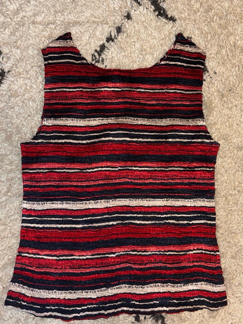 Red and blank striped top